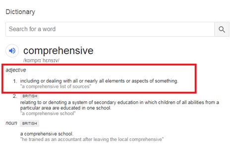 what is meaning of comprehensive.
